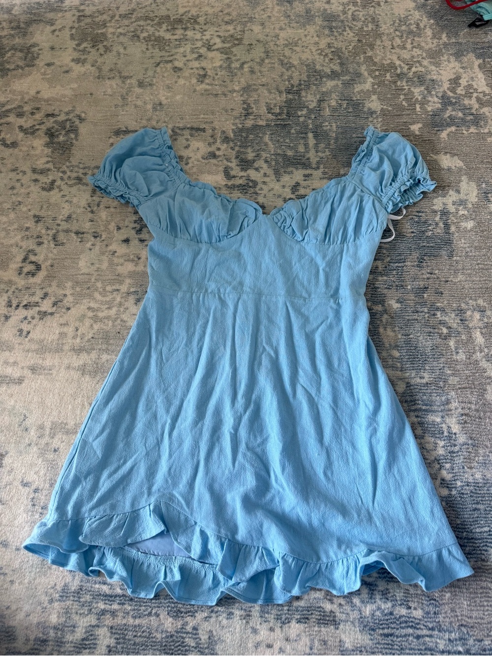 Light Blue Midi Dress with Ruffle Hem
